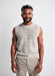 Pull col rond sans manche gris H&M homme