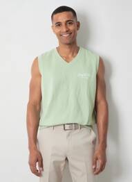 Pull col v manches courtes vert SPORTY & RICH homme