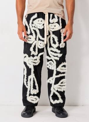 Pantalon droit taille normale taille normale noir MAISON LES ENERVES homme