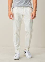 Pantalon chino fermeture zippée sous rabat avec crochet taille normale blanc HARMONY homme