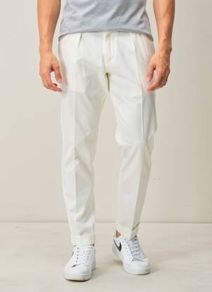 Pantalon chino fermeture zippée sous rabat avec crochet taille normale blanc HARMONY homme