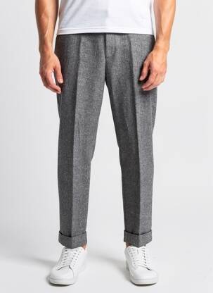 Pantalon droit tissage chiné taille normale gris DE FURSAC homme