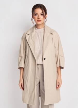 Manteau long coupe droite sans capuche beige ZARA femme