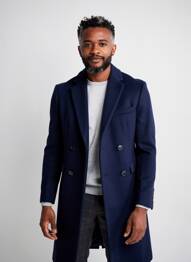 Manteau long poches sans capuche bleu UNITED COLORS OF BENETTON homme