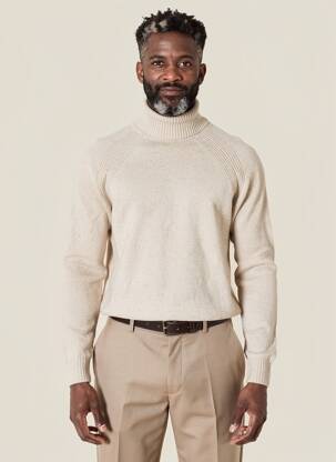 Pull col roulé  manches longues beige REISS homme