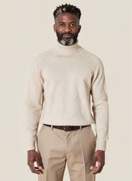 Pull col roulé manches longues manches longues beige REISS homme