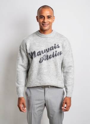 Pull col rond manches longues gris MAUVAIS homme