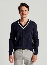 Pull col v manches longues noir SILBON homme