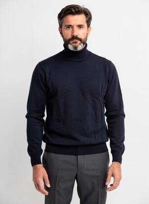 Pull col roulé manches longues manches longues bleu BALIBARIS homme