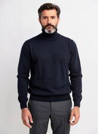 Pull col roulé manches longues manches longues bleu BALIBARIS homme
