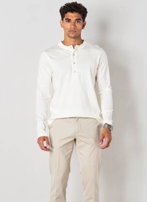 T-shirt coupe cintrée manches longues beige H&M homme
