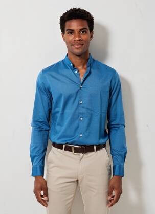 Chemise manches longues coupe droite bleu FIGARET homme
