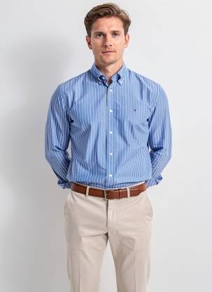 Chemise manches longues coupe droite bleu TOMMY HILFIGER homme