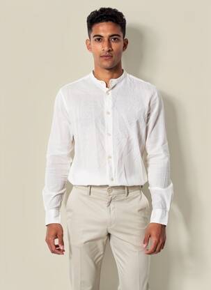 Chemise manches longues fermeture boutonnée sur le devant blanc ZARA homme