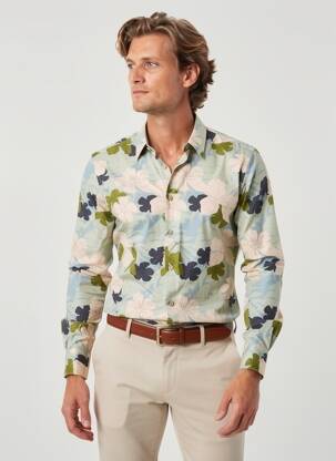 Chemise manches longues imprimé fantaisie bleu EDITIONS M.R homme