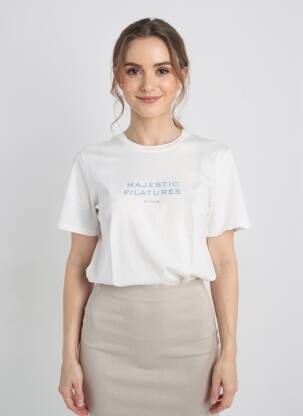 T-shirt coupe droite manches courtes blanc MAJESTIC FILATURES femme