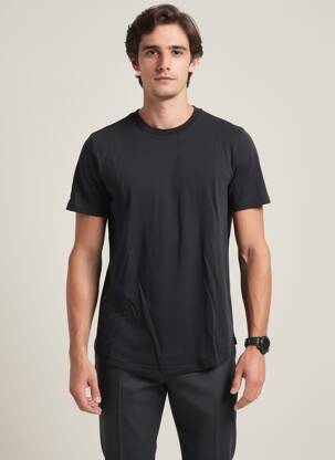T-shirt coupe droite manches courtes noir HARMONY homme