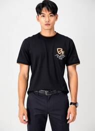 T-shirt broderie manches courtes noir CAMBERABERO homme