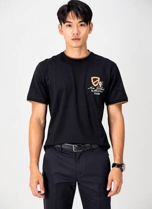T-shirt broderie manches courtes noir CAMBERABERO homme