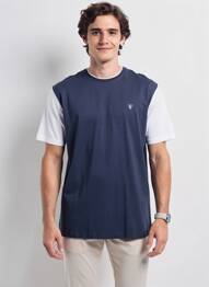 T-shirt broderie manches courtes bleu CAMBERABERO homme