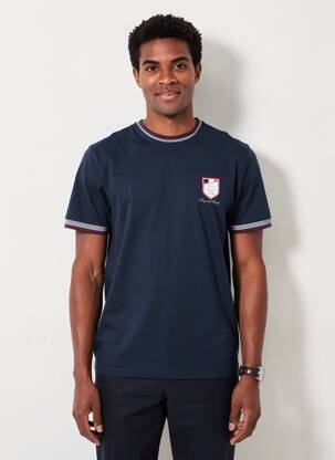 T-shirt broderie manches courtes bleu CAMBERABERO homme