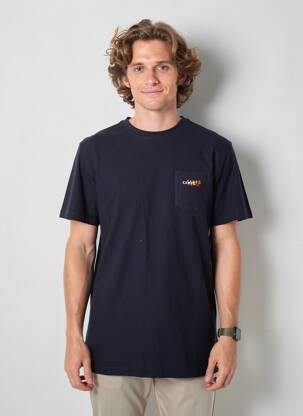 T-shirt broderie manches courtes bleu CAMBERABERO homme
