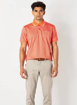 Polo tissage chiné manches courtes orange CAMBERABERO homme