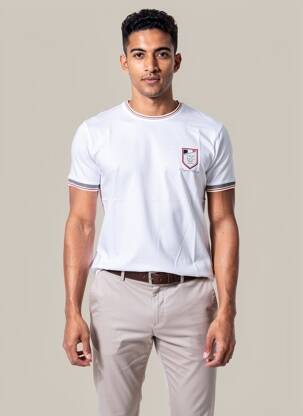 T-shirt broderie manches courtes blanc CAMBERABERO homme