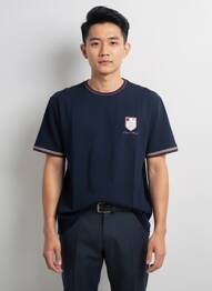 T-shirt broderie manches courtes bleu CAMBERABERO homme