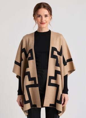 Poncho col v beige NOTSHY femme