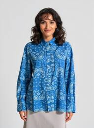 Chemisier coupe droite manches longues bleu JANE BLUE femme