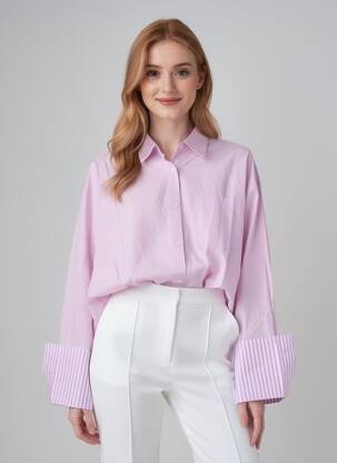 Chemisier coupe droite manches longues violet MUSY MUSE femme