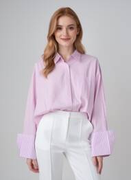 Chemisier coupe droite manches longues violet MUSY MUSE femme