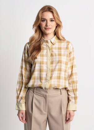 Chemisier tissage crêpe manches longues beige MUSY MUSE femme