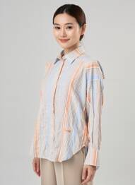 Chemisier tissage crêpe manches longues orange HOD femme