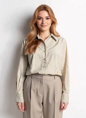 Chemisier tissage popeline manches longues gris HOD femme
