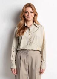 Chemisier tissage popeline manches longues gris HOD femme