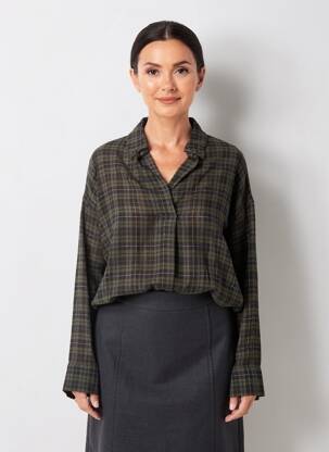 Chemisier coupe fluide manches longues vert HOD femme