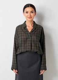 Chemisier coupe fluide manches longues vert HOD femme