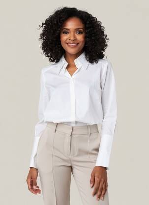 Chemisier coupe cintrée manches longues blanc HANA SAN femme