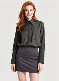 Chemisier coupe droite manches longues gris HANA SAN femme