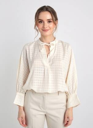 Blouse légère et transparente manches 3/4 beige HANA SAN femme