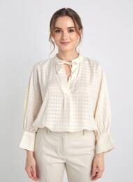 Blouse légère et transparente manches 3/4 beige HANA SAN femme
