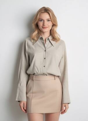 Chemisier coupe cintrée manches longues gris HANA SAN femme