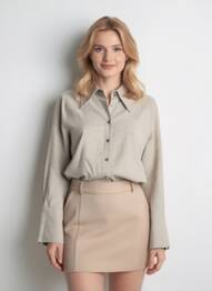 Chemisier coupe cintrée manches longues gris HANA SAN femme