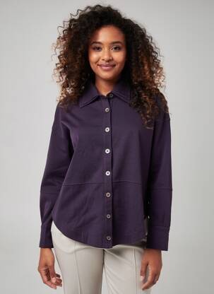 Chemisier coupe droite manches longues violet HANA SAN femme