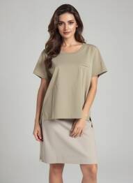 T-shirt coupe droite manches courtes vert HANA SAN femme