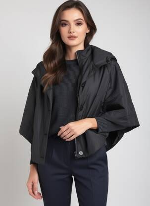 Doudoune poches a capuche noir HANA SAN femme