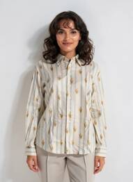 Chemisier tissage popeline manches longues beige HOD femme