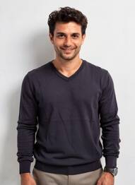 Pull col v manches longues bleu Y.TWO KNIT homme